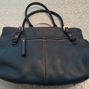 TIGNANELLO Leather Bag 10" h x 15"w. Medium Blue